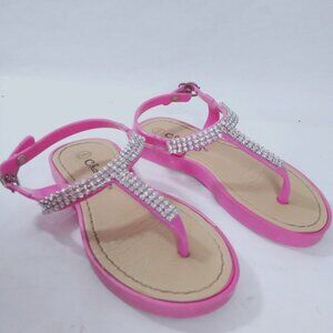 Chatties Pink Rhinestone T Strap Sandals sz 11/12